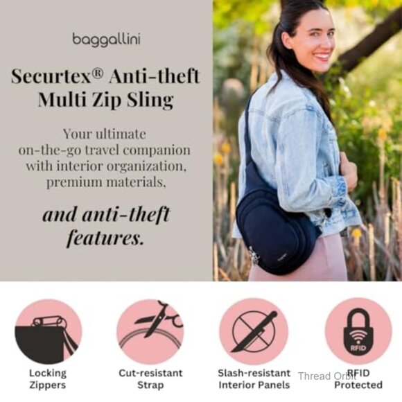 Anti-Theft Travel Sling Backpack with RFID Locking Zippers main image 4